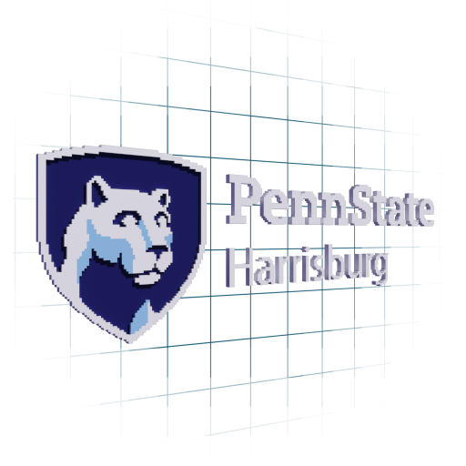 3D voxel art of the Penn State Harrisburg logo.